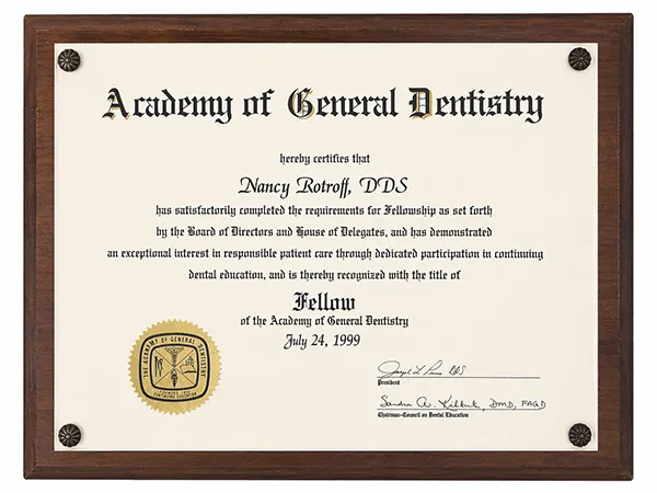 Academy of General Dentistry — Dr. Nancy Rotroff, America's Bright Smiles