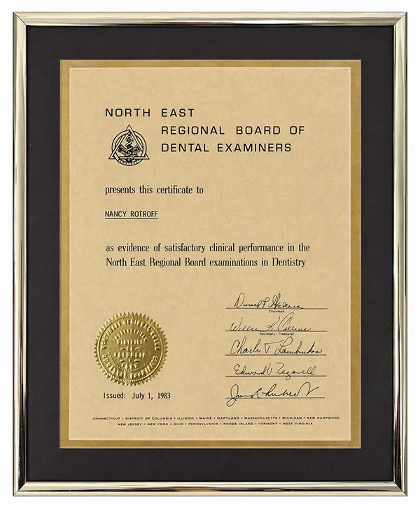 North East Regional Board of Dental Examiners — Dr. Nancy Rotroff, America's Bright Smiles