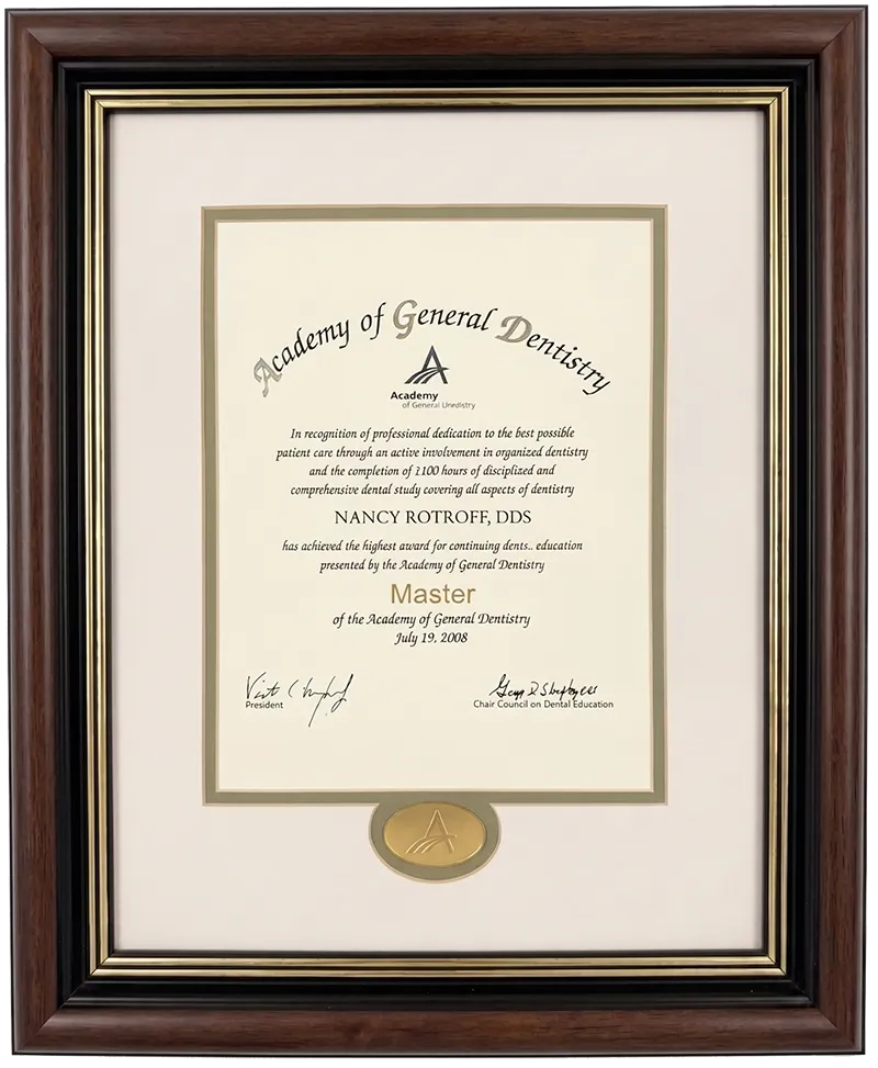 Masters degree in dentistry - Dr. Nancy Rotroff–DDS–MAGD